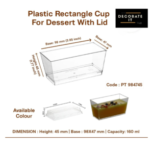 PLASTIC RECTANGLE TUB FOR DESSERT WITH LID- PACK OF 10PCS