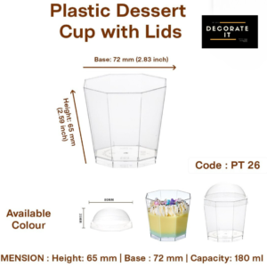 PLASTIC DESSERT CUP WITH LID- PACK OF 10PCS