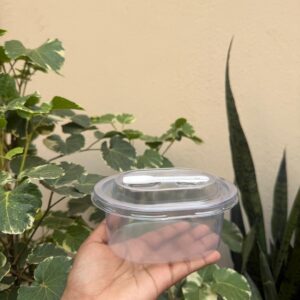 350ML OVAL DESSERT CONTAINER WITH SPOON - PACK OF 10 PCS