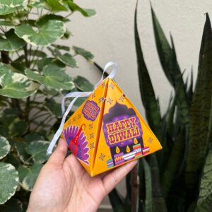 DIWALI PYRAMID BOX - YELLOW (4/4/4") - PACK OF 10 PCS