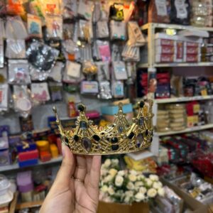BLACK PLASTIC CROWN WITH STONES- 1PC